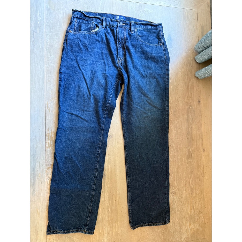 Gap Denim Mens 36x32 Straight Leg Jeans Dark Wash‎ Blue Classic Fit Pants